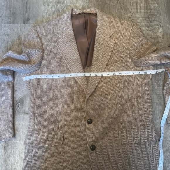 Vintage Claridge Wool Herringbone Elbow Patch Sports Coat  Classic Brown - Picture 16 of 17